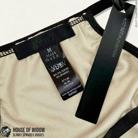 DOLLS KILL X HOUSE OF WIDOW SLINKY SPANDEX UNDIES IN OFF WHITE CHAMPAGNE PEARL M - Picture 8 of 11